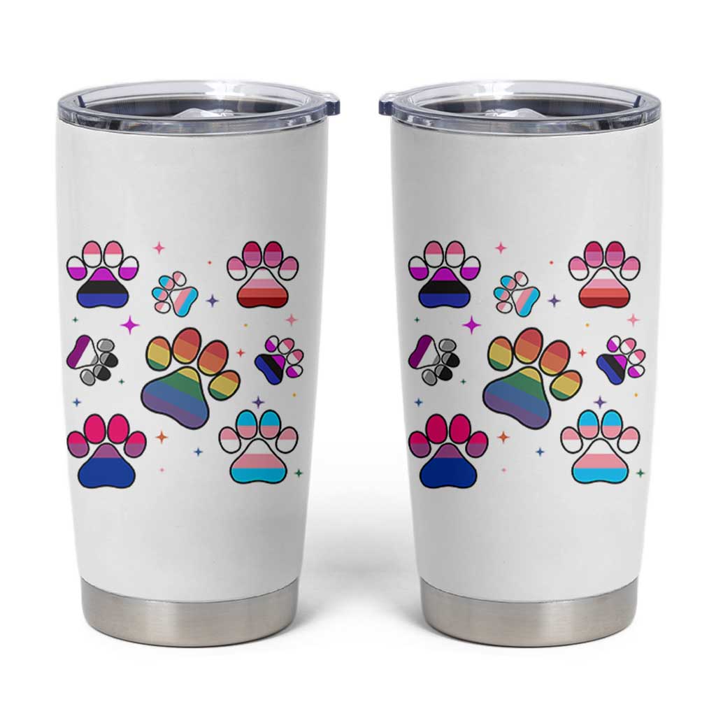 Funny Rainbow Paw Print Pride Tumbler Cup LGBTQ Pet Lover