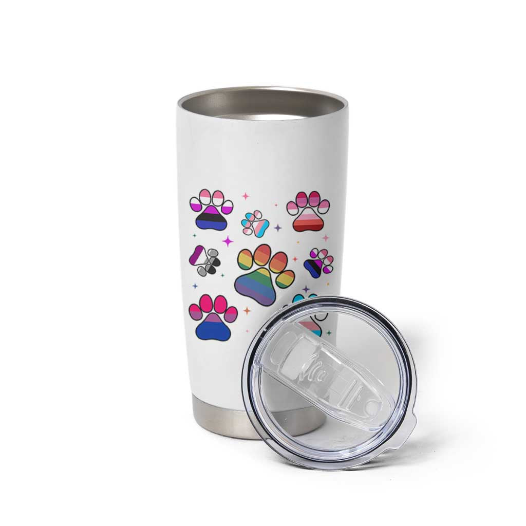 Funny Rainbow Paw Print Pride Tumbler Cup LGBTQ Pet Lover