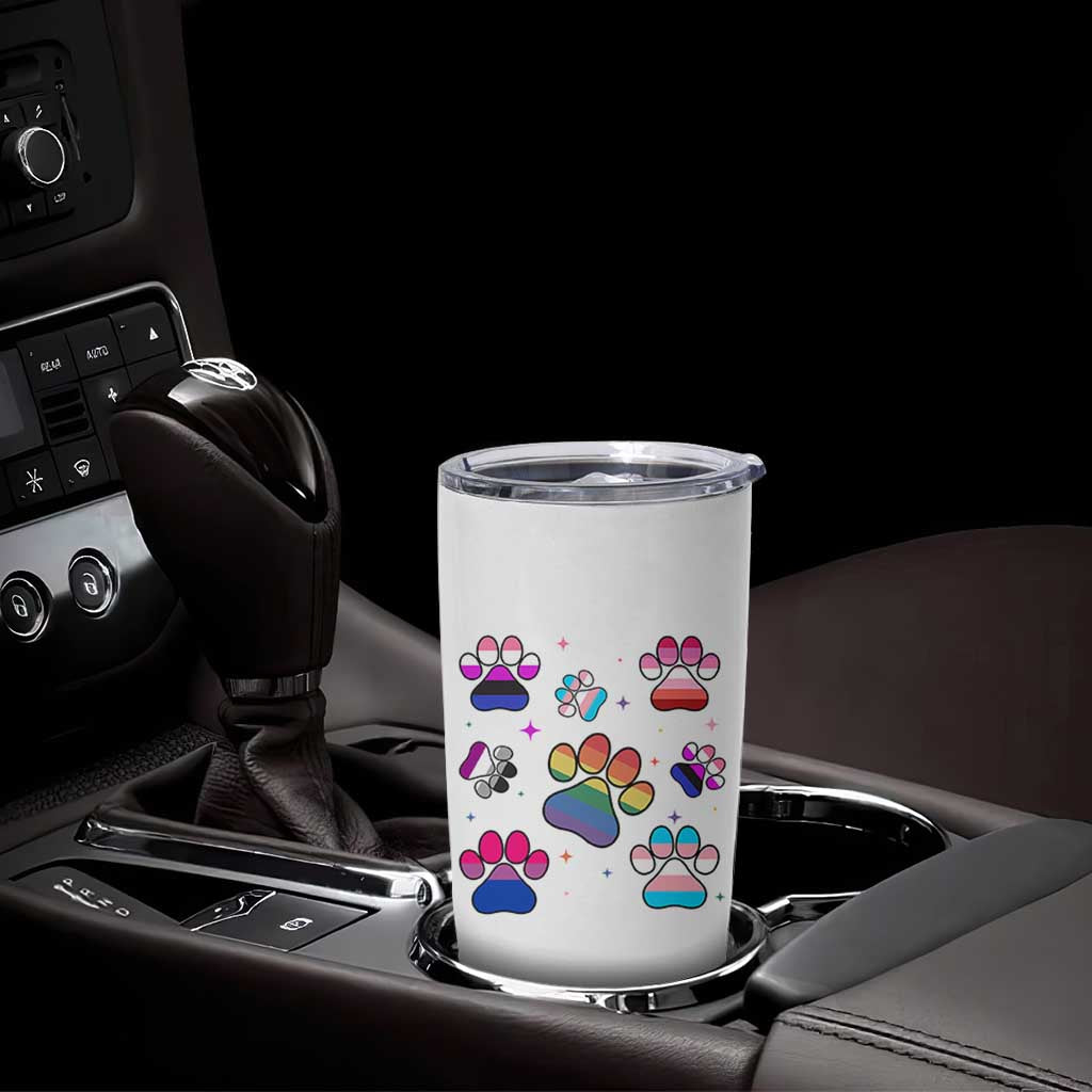 Funny Rainbow Paw Print Pride Tumbler Cup LGBTQ Pet Lover