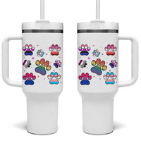 Funny Rainbow Paw Print Pride Tumbler With Handle LGBTQ Pet Lover