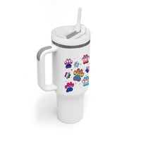 Funny Rainbow Paw Print Pride Tumbler With Handle LGBTQ Pet Lover