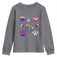 Funny Rainbow Paw Print Pride Youth Sweatshirt LGBTQ Pet Lover