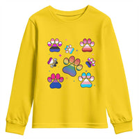 Funny Rainbow Paw Print Pride Youth Sweatshirt LGBTQ Pet Lover