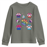 Funny Rainbow Paw Print Pride Youth Sweatshirt LGBTQ Pet Lover