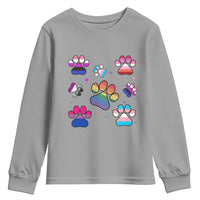 Funny Rainbow Paw Print Pride Youth Sweatshirt LGBTQ Pet Lover