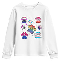 Funny Rainbow Paw Print Pride Youth Sweatshirt LGBTQ Pet Lover