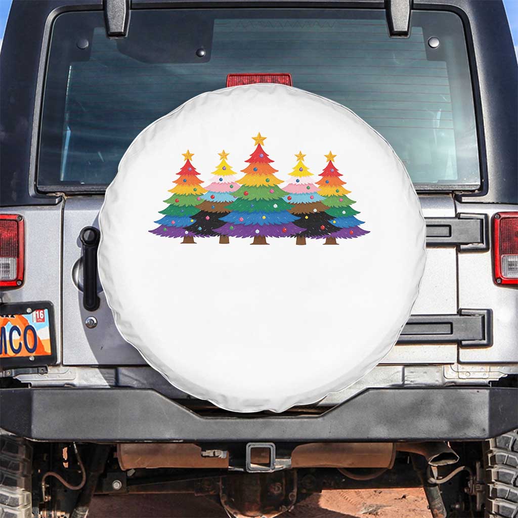 Christmas Rainbow Tree LGBTQ Support Spare Tire Cover Holiday Pride Gift