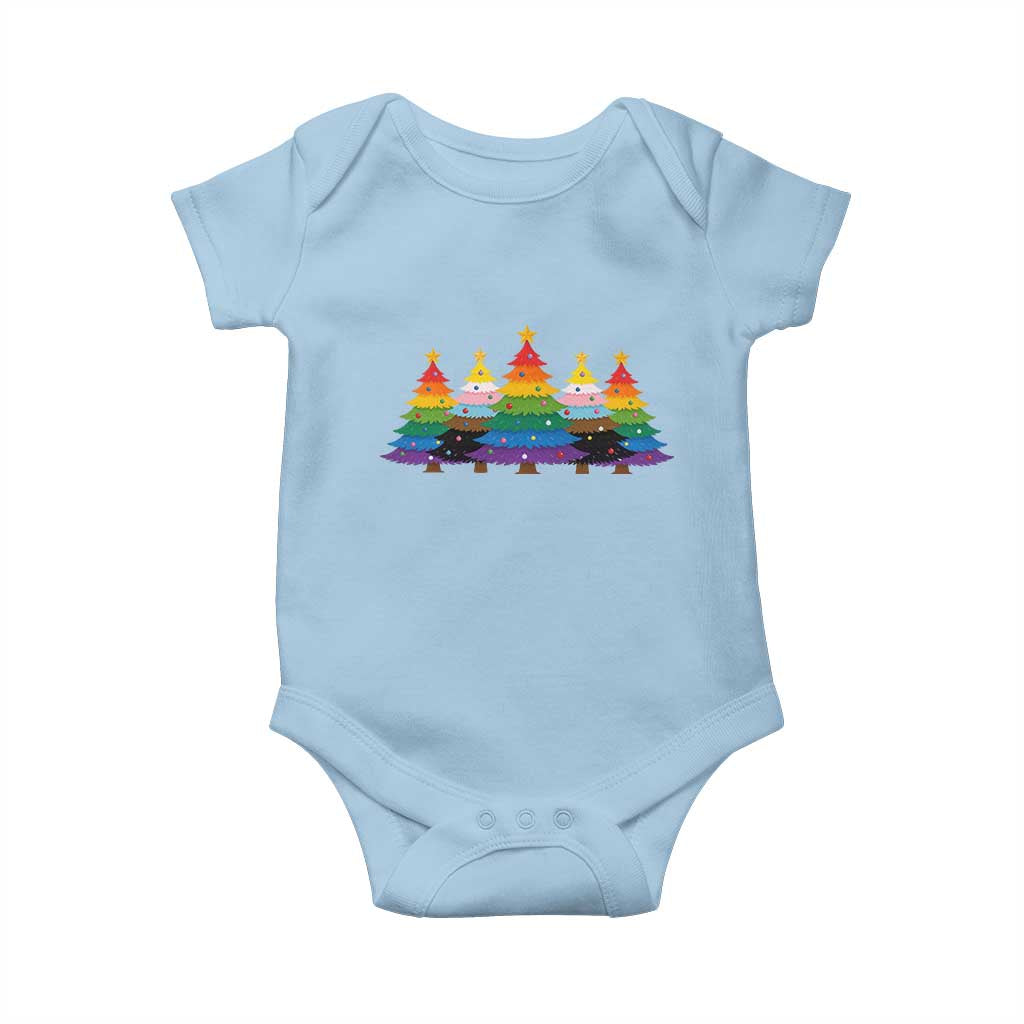 Christmas Rainbow Tree LGBTQ Support Baby Onesie Holiday Pride Gift