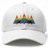 Christmas Rainbow Tree LGBTQ Support Baseball Cap Holiday Pride Gift