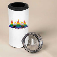 Christmas Rainbow Tree LGBTQ Support 4 in 1 Can Cooler Tumbler Holiday Pride Gift