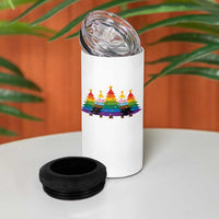 Christmas Rainbow Tree LGBTQ Support 4 in 1 Can Cooler Tumbler Holiday Pride Gift