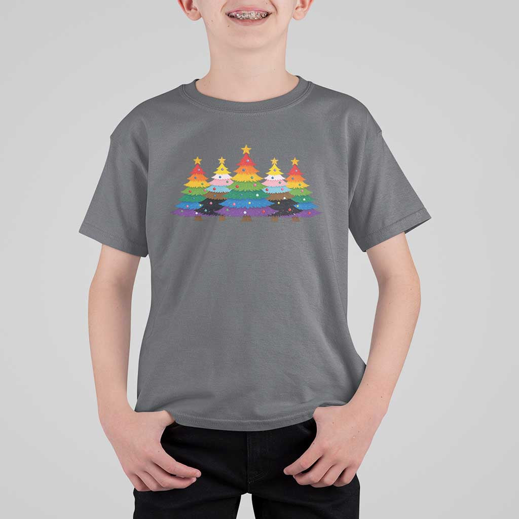 Christmas Rainbow Tree LGBTQ Support T Shirt For Kid Holiday Pride Gift