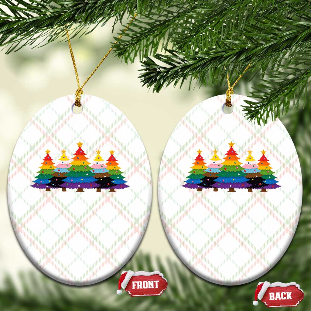 Christmas Rainbow Tree LGBTQ Support Ceramic Ornament Holiday Pride Gift