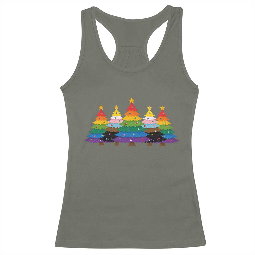 Christmas Rainbow Tree LGBTQ Support Racerback Tank Top Holiday Pride Gift