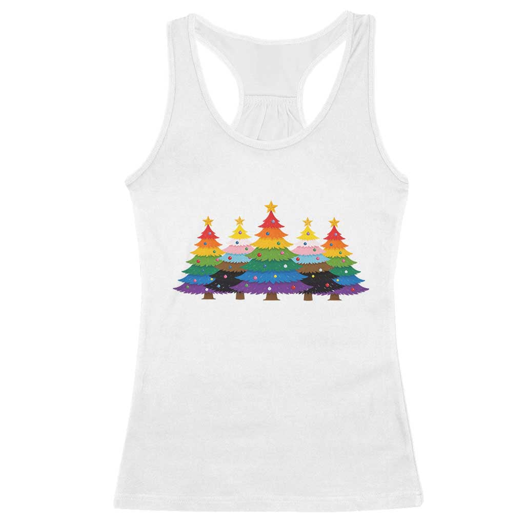 Christmas Rainbow Tree LGBTQ Support Racerback Tank Top Holiday Pride Gift