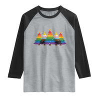 Christmas Rainbow Tree LGBTQ Support Raglan Shirt Holiday Pride Gift