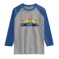 Christmas Rainbow Tree LGBTQ Support Raglan Shirt Holiday Pride Gift