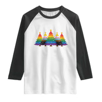 Christmas Rainbow Tree LGBTQ Support Raglan Shirt Holiday Pride Gift
