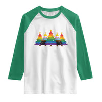 Christmas Rainbow Tree LGBTQ Support Raglan Shirt Holiday Pride Gift