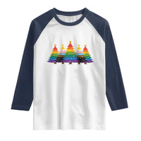 Christmas Rainbow Tree LGBTQ Support Raglan Shirt Holiday Pride Gift