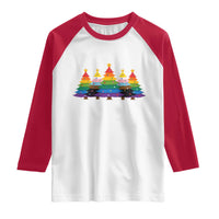 Christmas Rainbow Tree LGBTQ Support Raglan Shirt Holiday Pride Gift