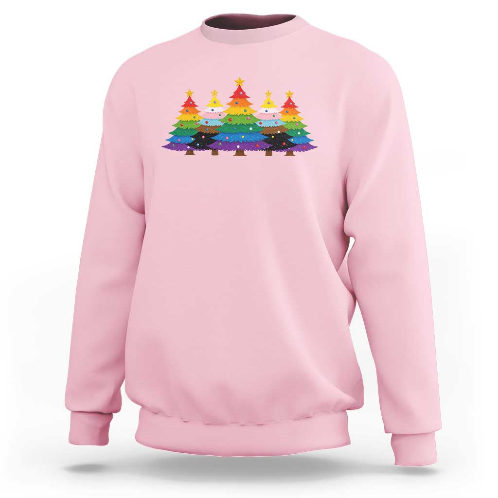 Christmas Rainbow Tree LGBTQ Support Sweatshirt Holiday Pride Gift