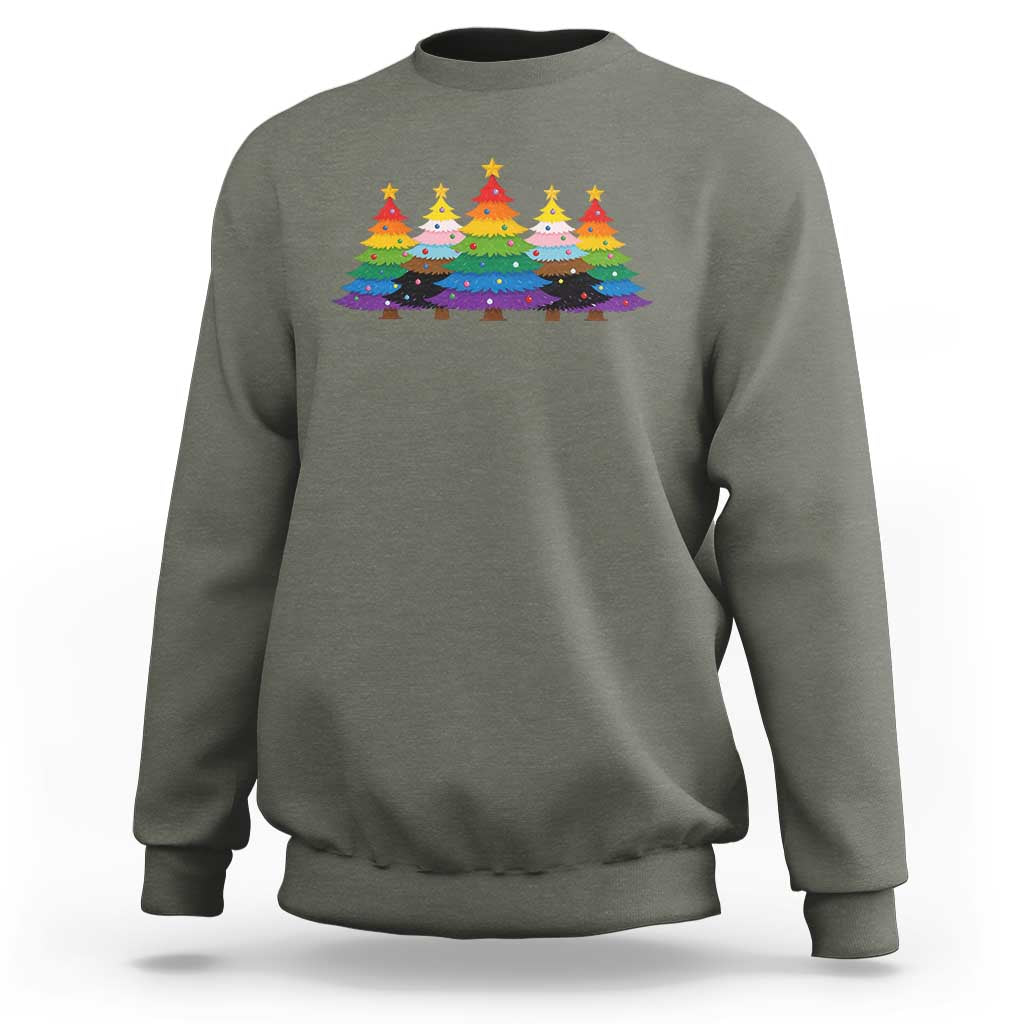 Christmas Rainbow Tree LGBTQ Support Sweatshirt Holiday Pride Gift