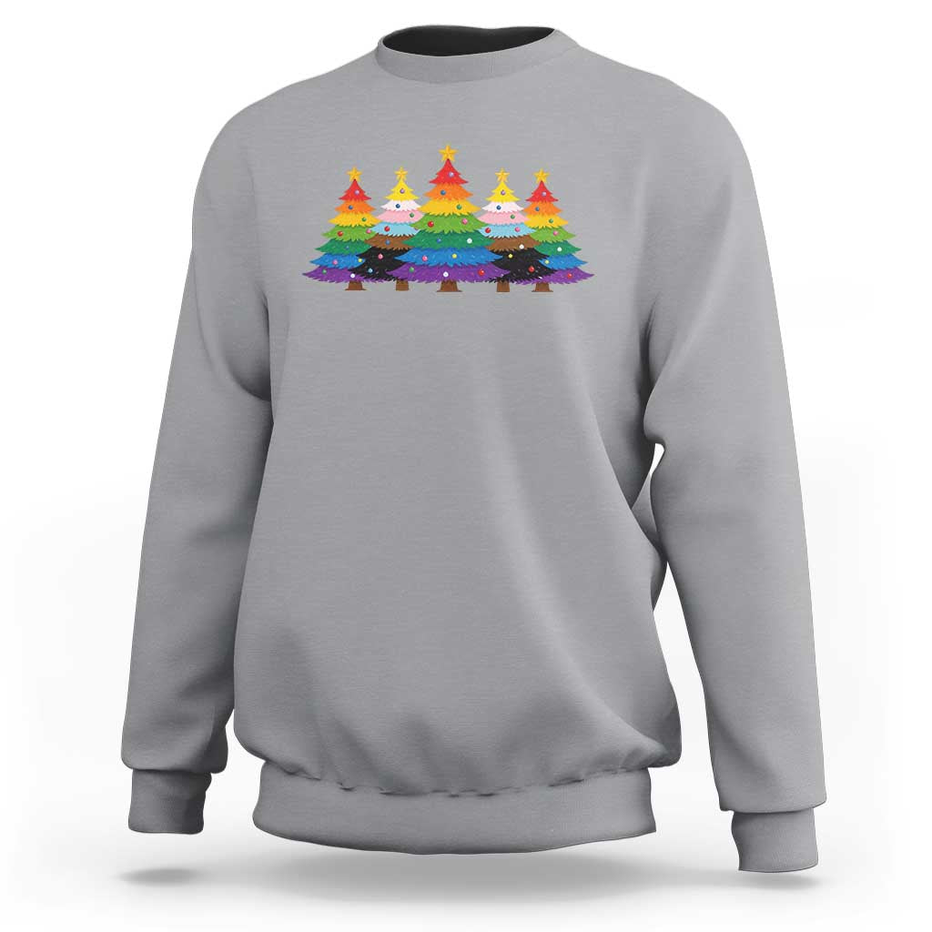Christmas Rainbow Tree LGBTQ Support Sweatshirt Holiday Pride Gift