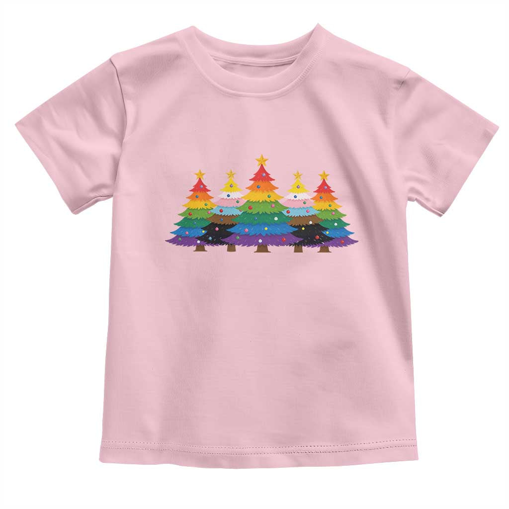 Christmas Rainbow Tree LGBTQ Support Toddler T Shirt Holiday Pride Gift