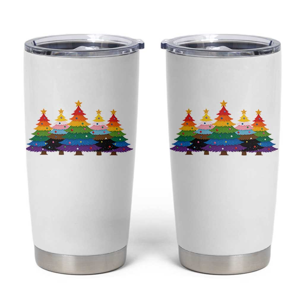 Christmas Rainbow Tree LGBTQ Support Tumbler Cup Holiday Pride Gift