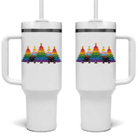 Christmas Rainbow Tree LGBTQ Support Tumbler With Handle Holiday Pride Gift
