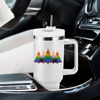 Christmas Rainbow Tree LGBTQ Support Tumbler With Handle Holiday Pride Gift