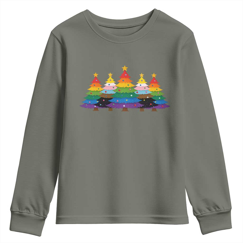 Christmas Rainbow Tree LGBTQ Support Youth Sweatshirt Holiday Pride Gift