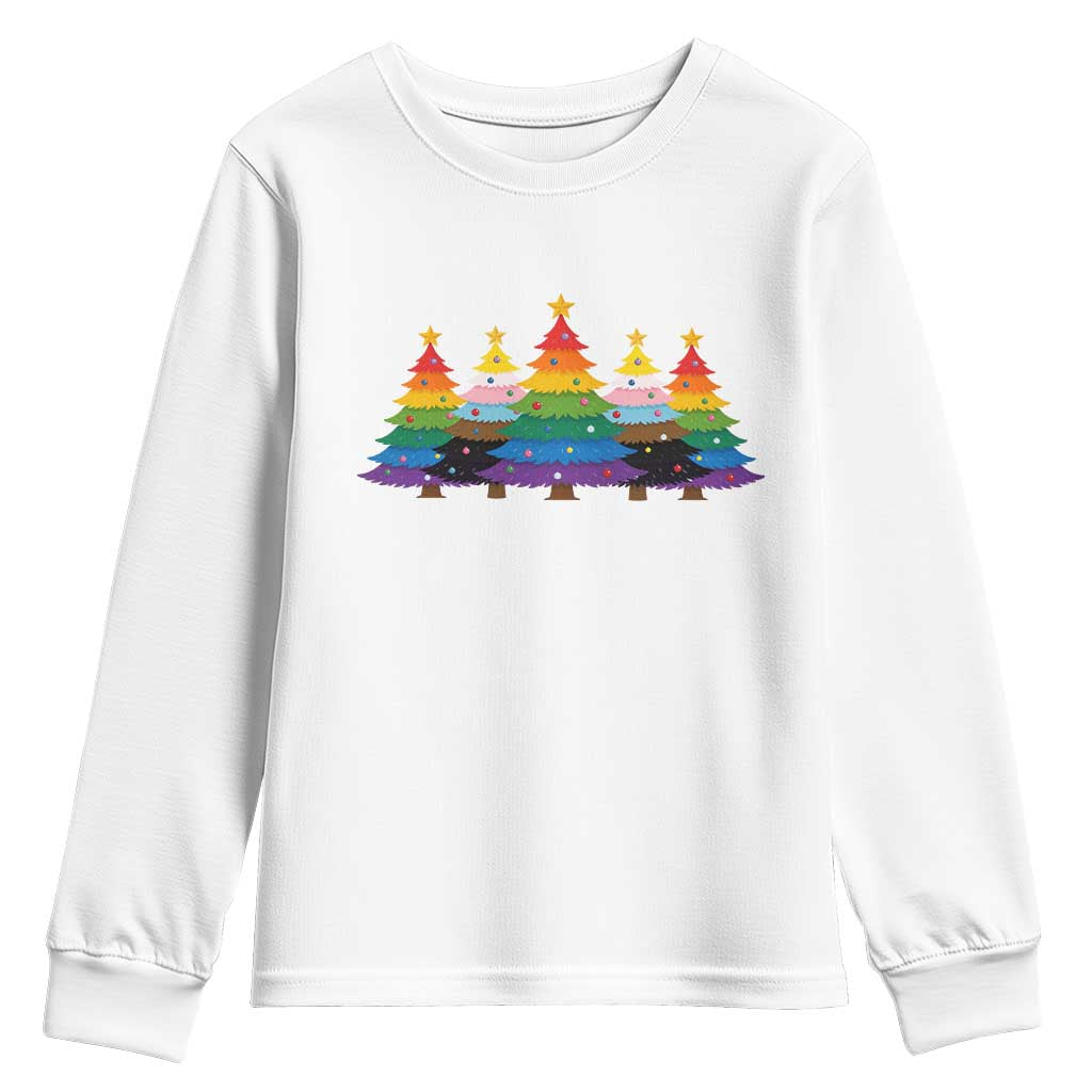 Christmas Rainbow Tree LGBTQ Support Youth Sweatshirt Holiday Pride Gift