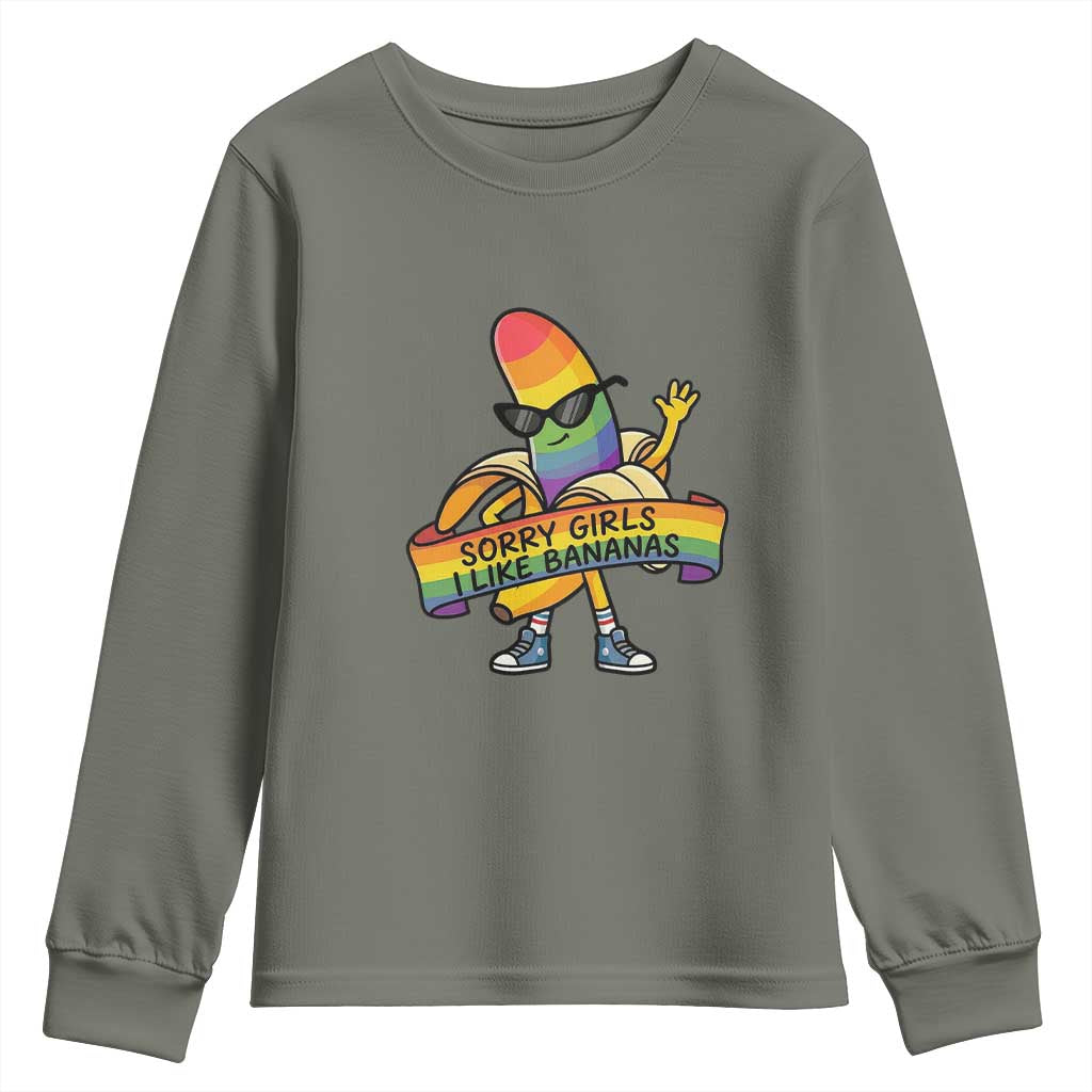 Sorry Girls I Like Bananas Youth Sweatshirt Funny LGBTQ Graphic