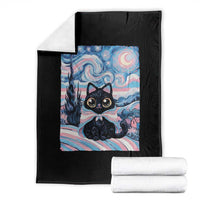 Funny Transgender Cat Starry Night Throw Blanket LGBTQ Pride Support Gift