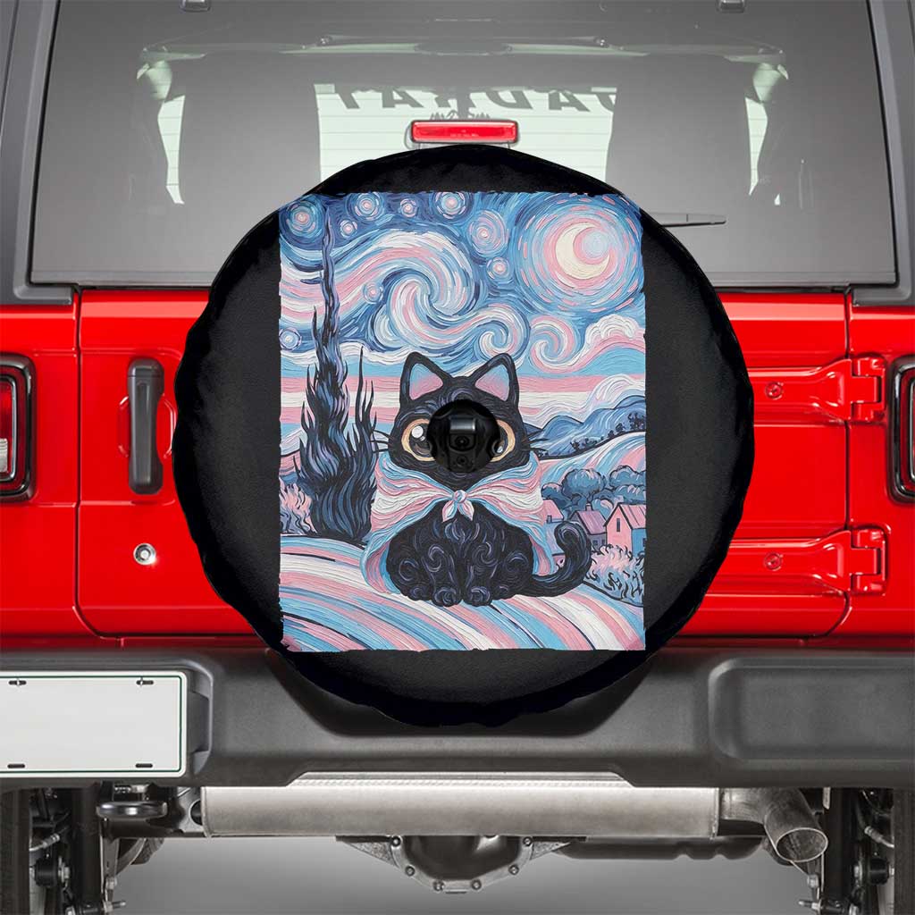 Funny Transgender Cat Starry Night Spare Tire Cover LGBTQ Pride Support Gift