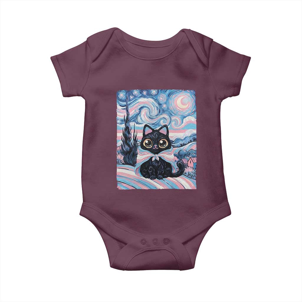 Funny Transgender Cat Starry Night Baby Onesie LGBTQ Pride Support Gift