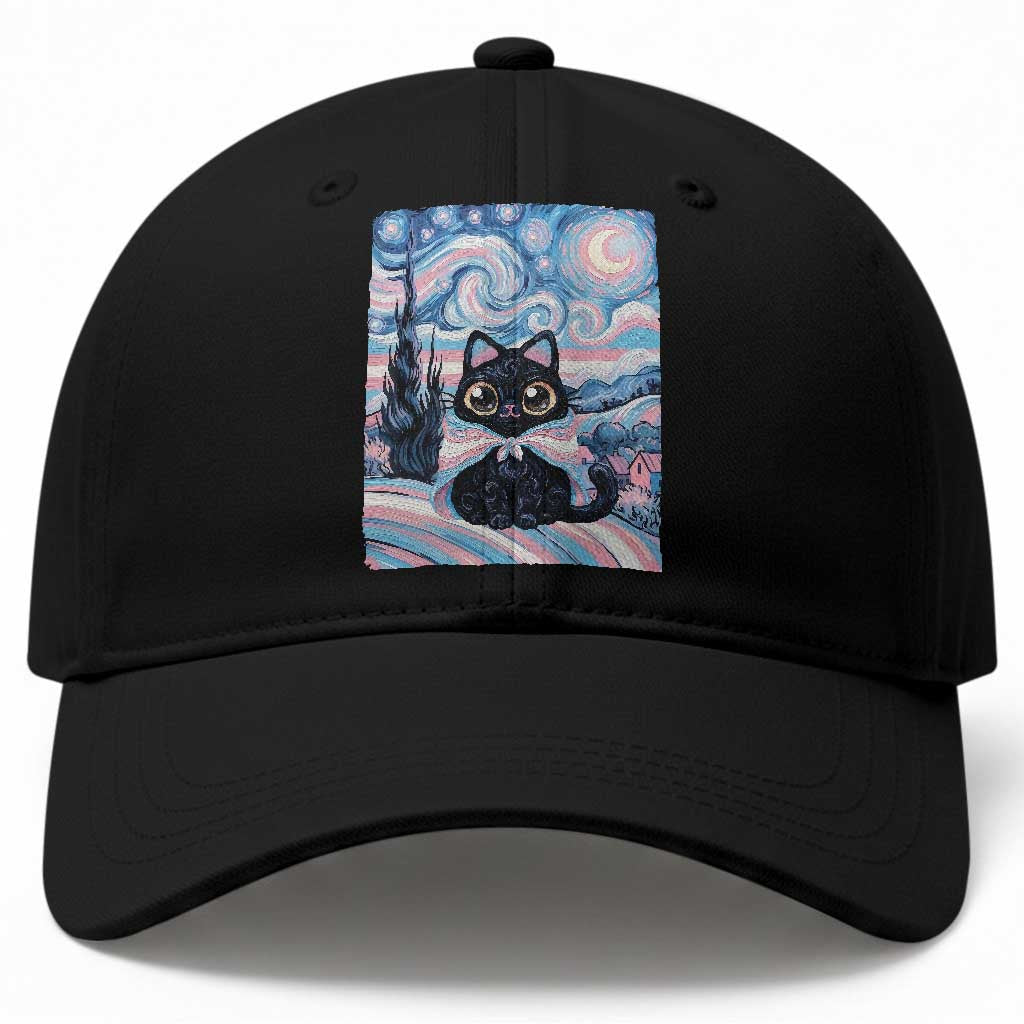Funny Transgender Cat Starry Night Baseball Cap LGBTQ Pride Support Gift