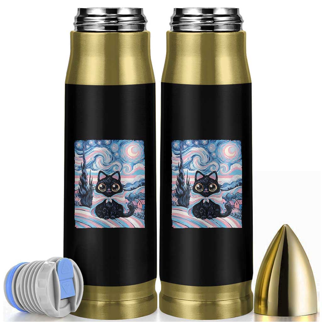 Funny Transgender Cat Starry Night Bullet Tumbler LGBTQ Pride Support Gift