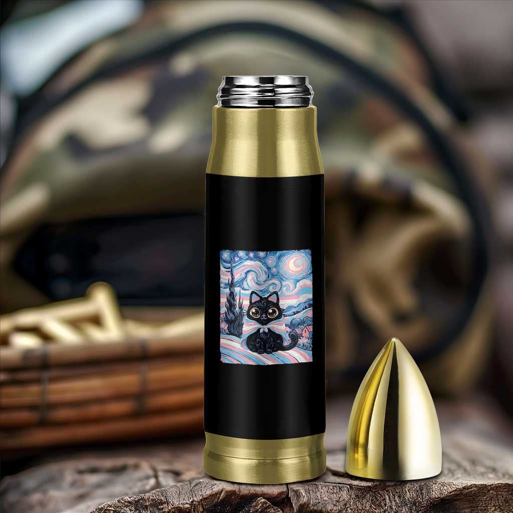 Funny Transgender Cat Starry Night Bullet Tumbler LGBTQ Pride Support Gift