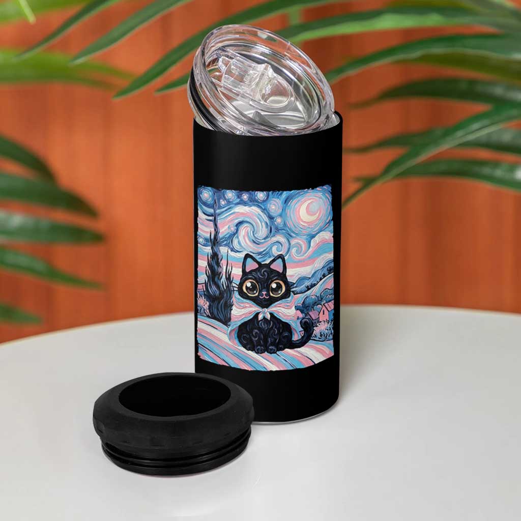 Funny Transgender Cat Starry Night 4 in 1 Can Cooler Tumbler LGBTQ Pride Support Gift