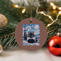 Funny Transgender Cat Starry Night Ceramic Ornament LGBTQ Pride Support Gift