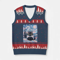 Funny Transgender Cat Starry Night V-Neck Knit Sweater Vest LGBTQ Pride Support Gift