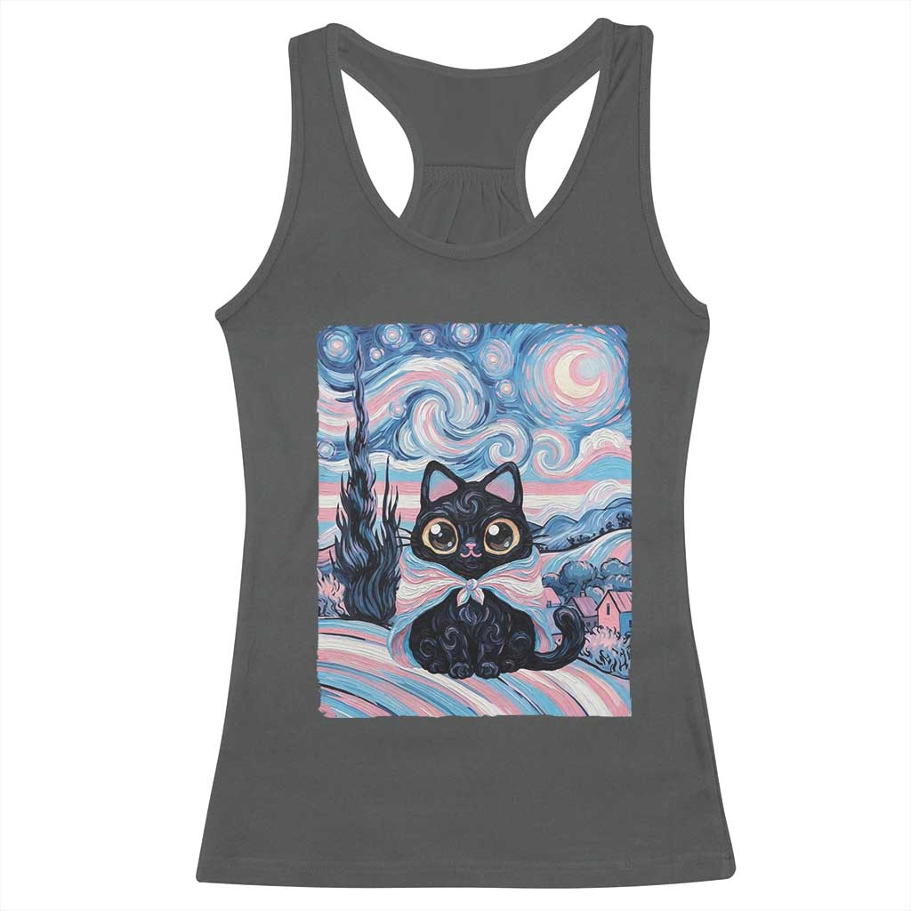 Funny Transgender Cat Starry Night Racerback Tank Top LGBTQ Pride Support Gift