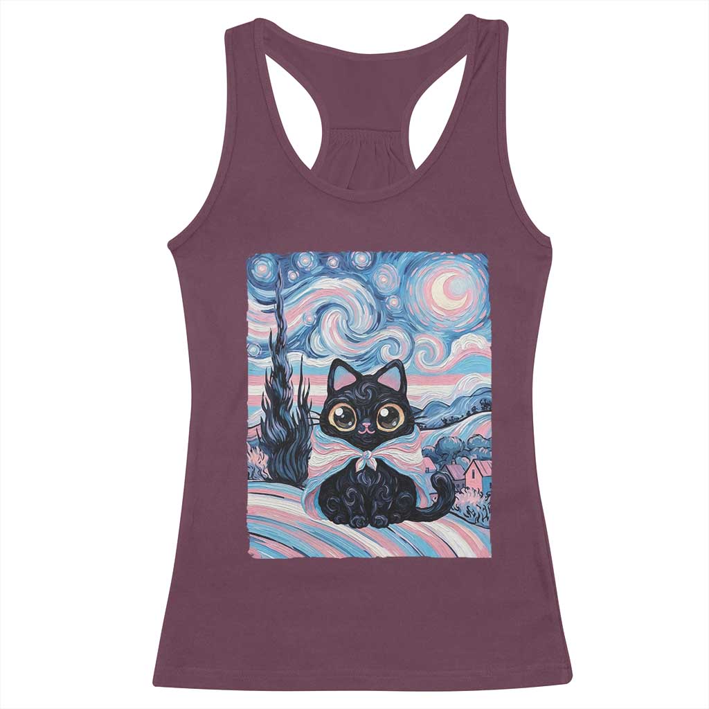 Funny Transgender Cat Starry Night Racerback Tank Top LGBTQ Pride Support Gift