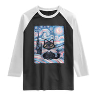 Funny Transgender Cat Starry Night Raglan Shirt LGBTQ Pride Support Gift
