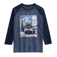 Funny Transgender Cat Starry Night Raglan Shirt LGBTQ Pride Support Gift