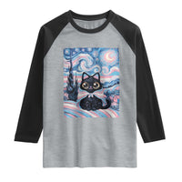 Funny Transgender Cat Starry Night Raglan Shirt LGBTQ Pride Support Gift