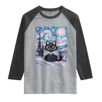 Funny Transgender Cat Starry Night Raglan Shirt LGBTQ Pride Support Gift